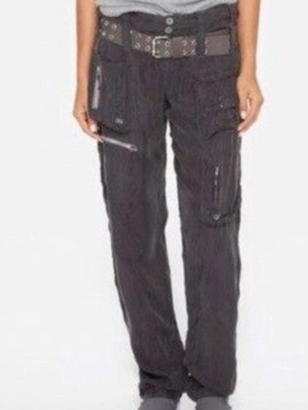 PETE & GRETA BY JOHNNY WAS Y2K CUPRA POPLIN GREEN CARGO LOW RISE PANTS SIZE 6